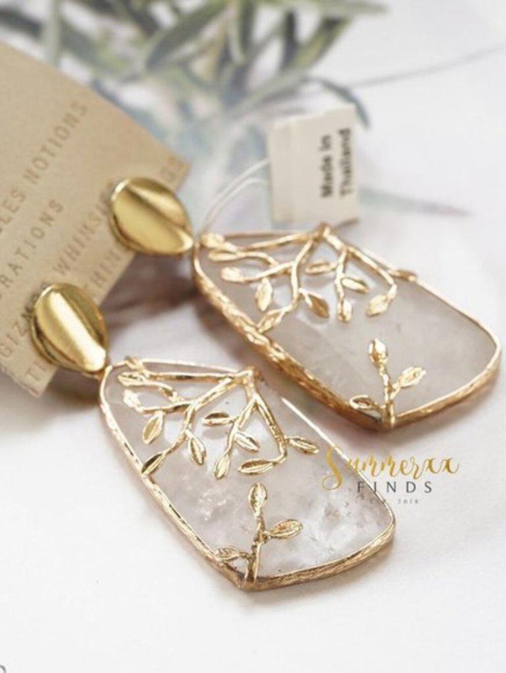Anthropologie Nori Drop Earrings Clear Quartz - Picture 4 of 9